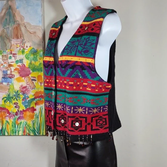 Vintage Carole Little Sport Petite Embellished Sweater Vest - Picture 3 of 6